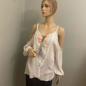 Bohemian style open shoulder and back blouse‎ 6 for $36